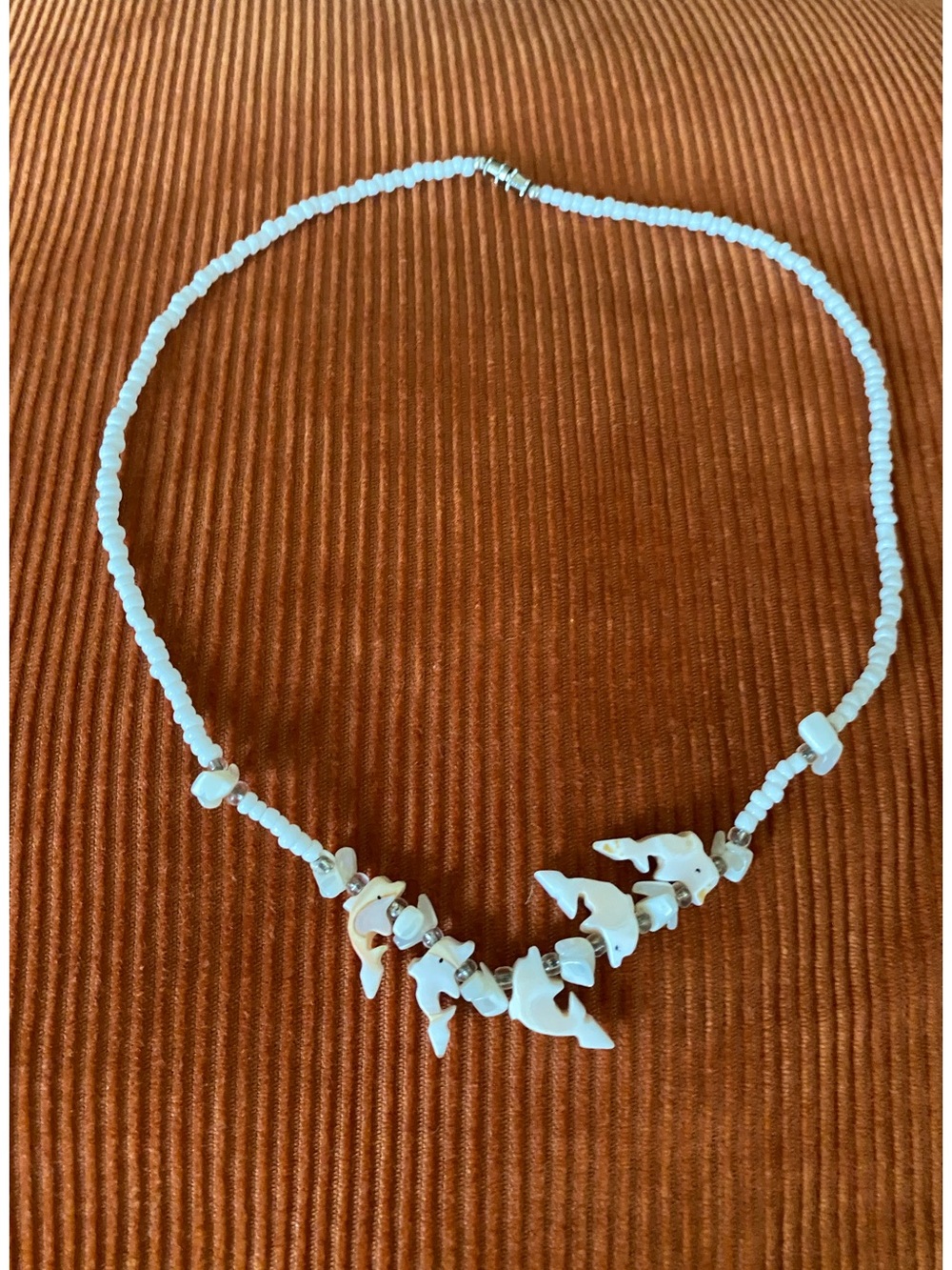 Carved Gemstone Dolphin Pendants Beaded Necklace
